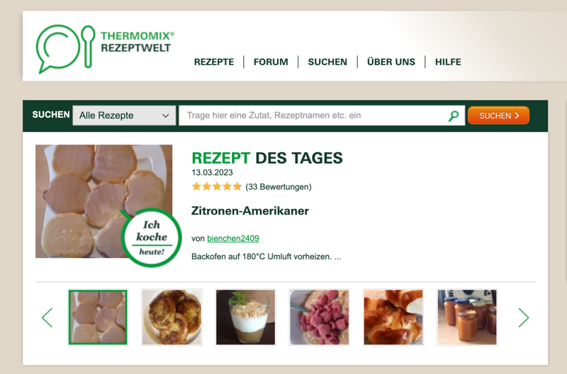 Screenshot der Thermomix Rezeptwelt